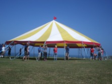 Up goes our little bigtop!